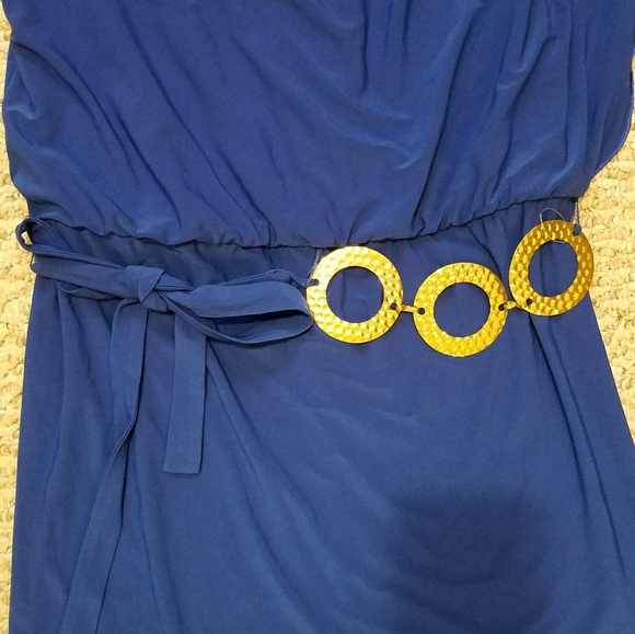 Royal Blue One Shoulder Dress - Picture 2 of 4